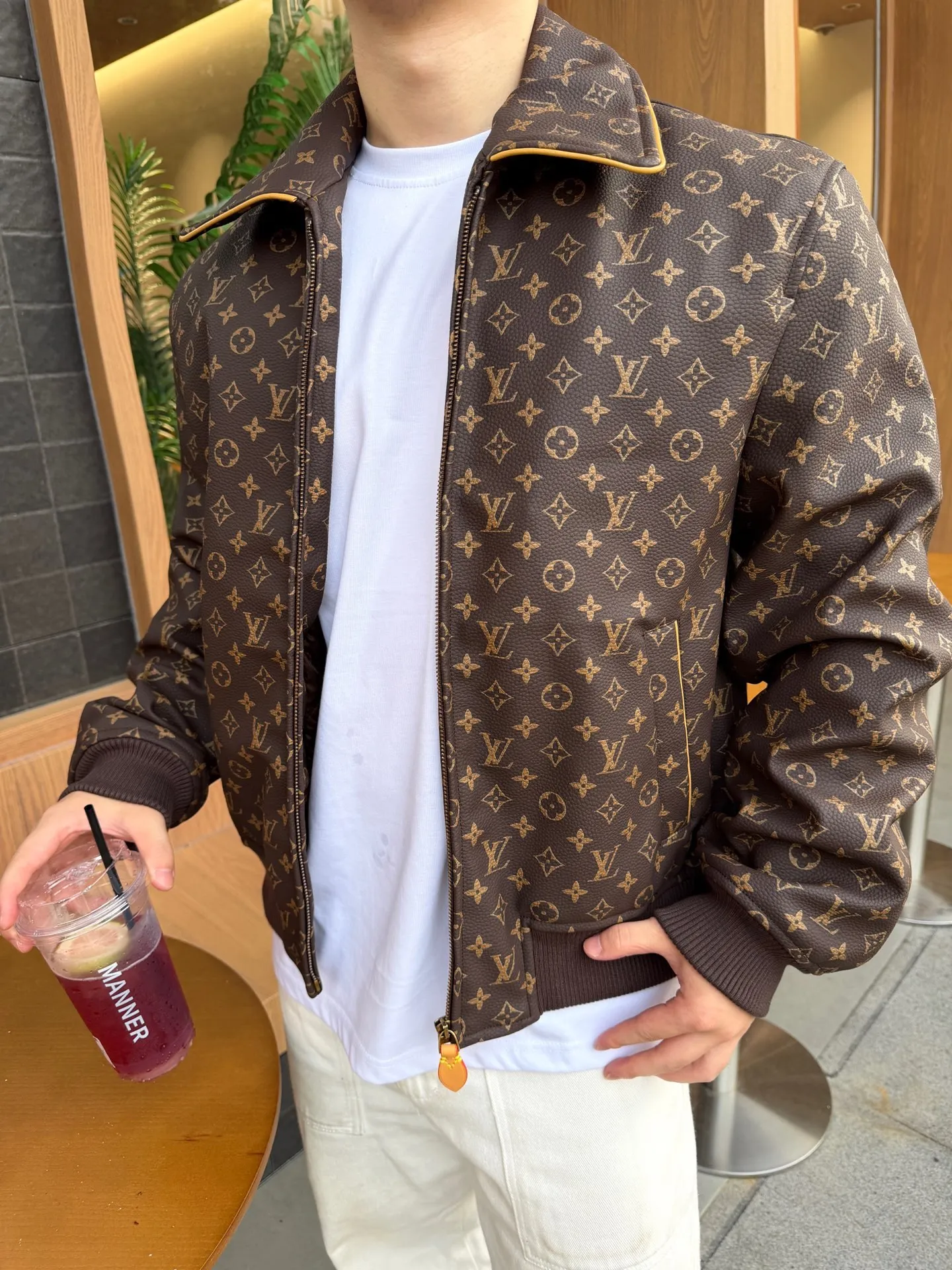 Louis Vuitton/Louis Vuitton old flower printed leather jacket